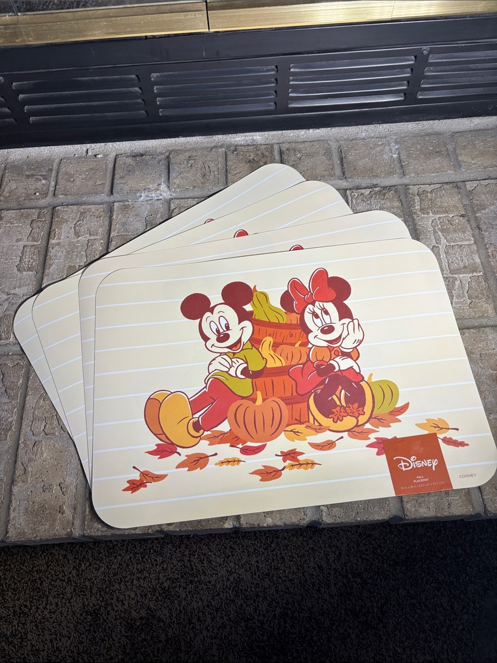 Disney Fall Mickey & Minnie Mouse Placemat Set (4) 13"X18" GIFT Holiday NEW